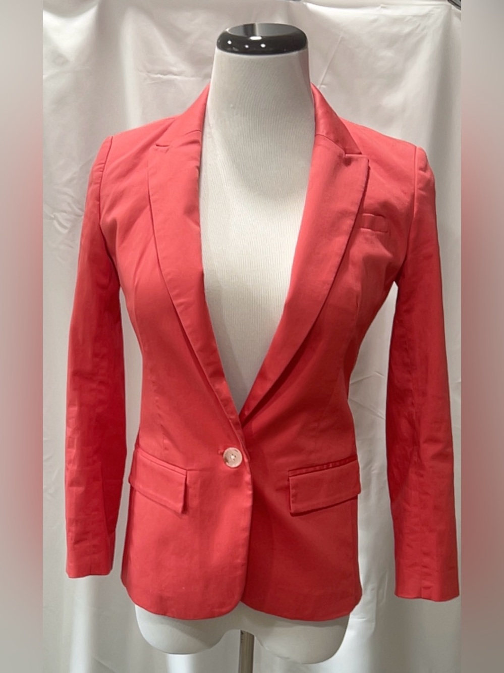Banana Republic Coral Pink One Button Blazer Jacket Petite 00P Cotton Blend Work
